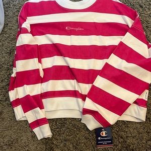 Striped Champion Crewneck New w Tags